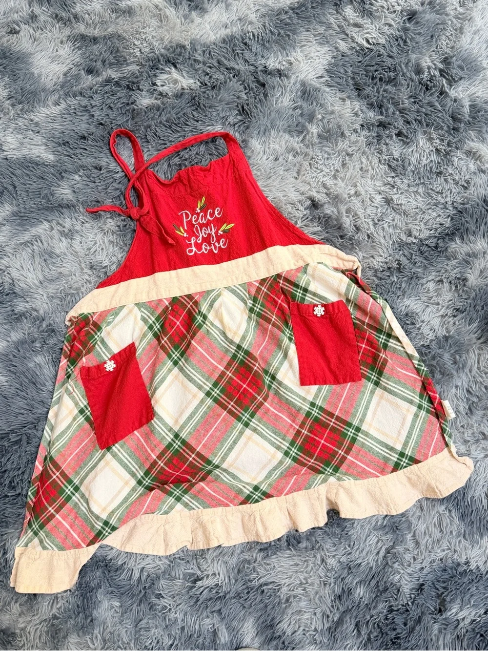 St. Nicolas Square Plaid Christmas Holiday Adult Apron 100% cottons | Kohl’s